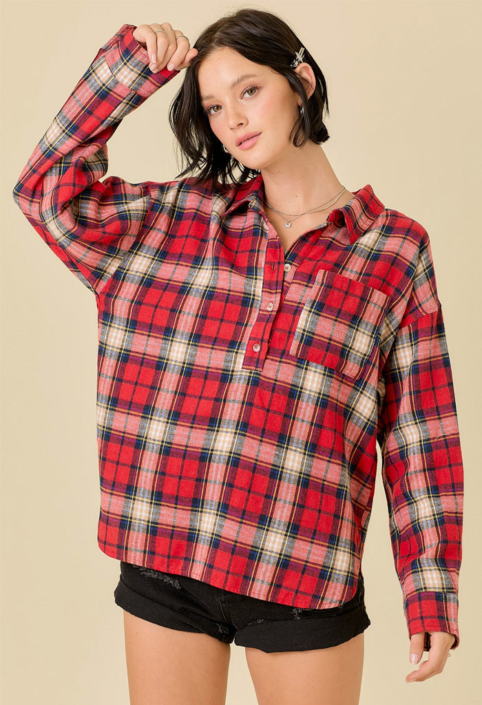 KK Bloom Twiggy Plaid Buttondown