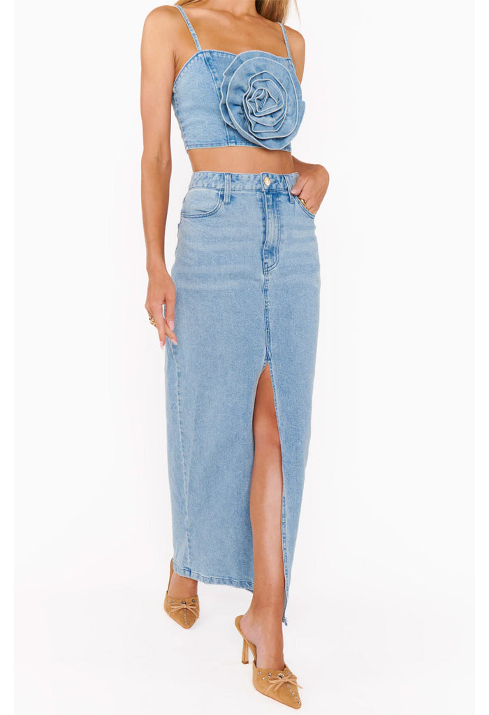 Show Me Your Mumu McEntire Maxi Skirt-Stone Blue