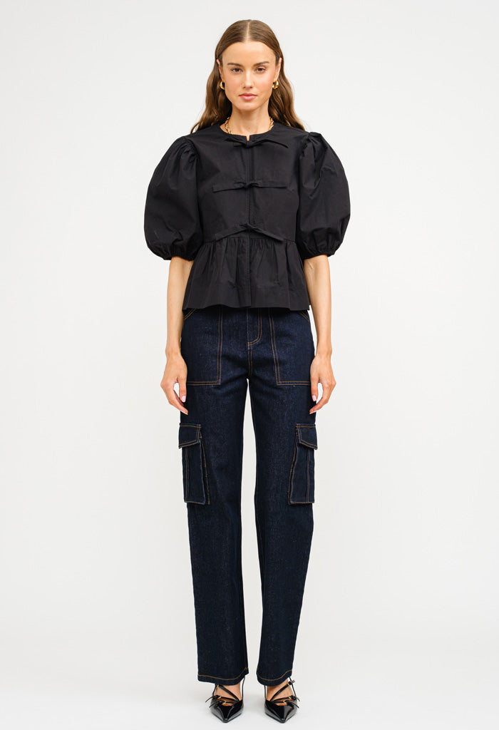 KK Bloom Norah Poplin Blouse-Black