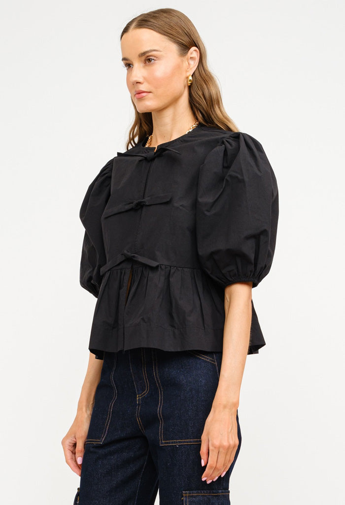 KK Bloom Norah Poplin Blouse-Black