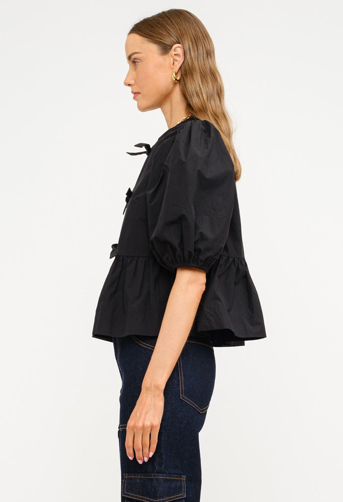 KK Bloom Norah Poplin Blouse-Black