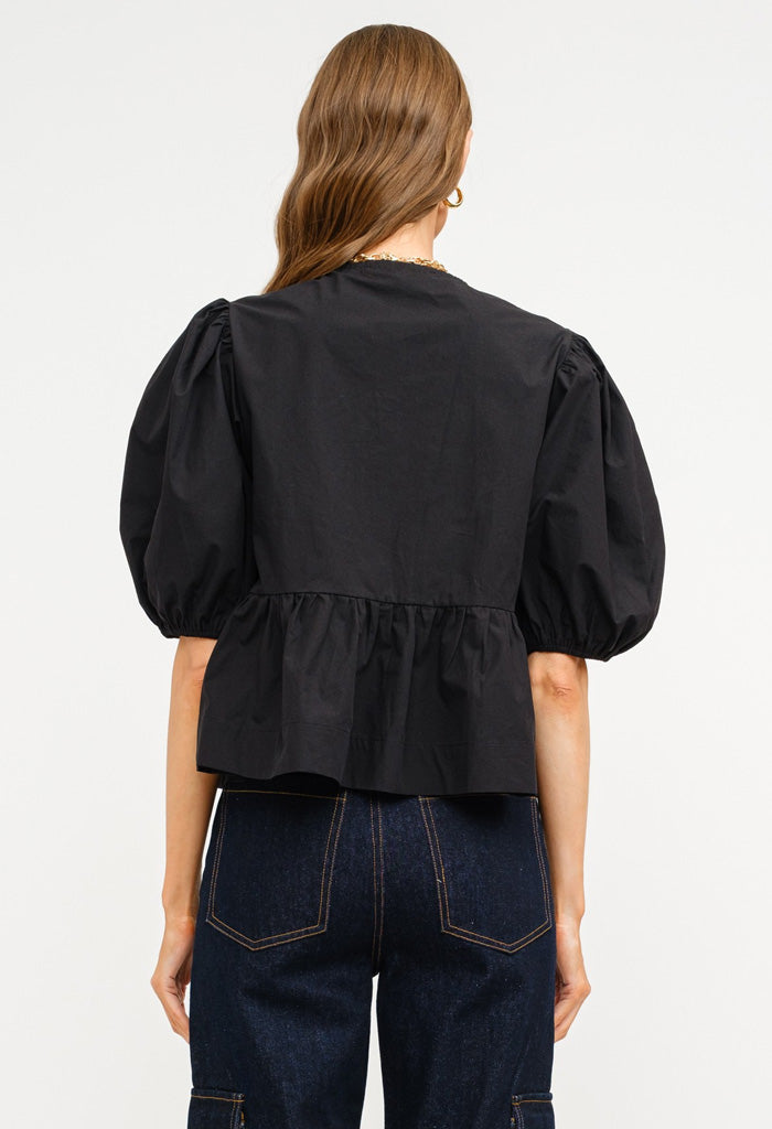 KK Bloom Norah Poplin Blouse-Black