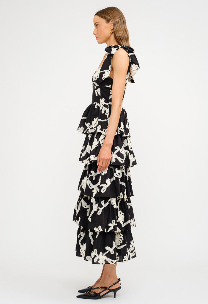 KK Bloom Jacquelyn Midi Dress-Floral Embroidery