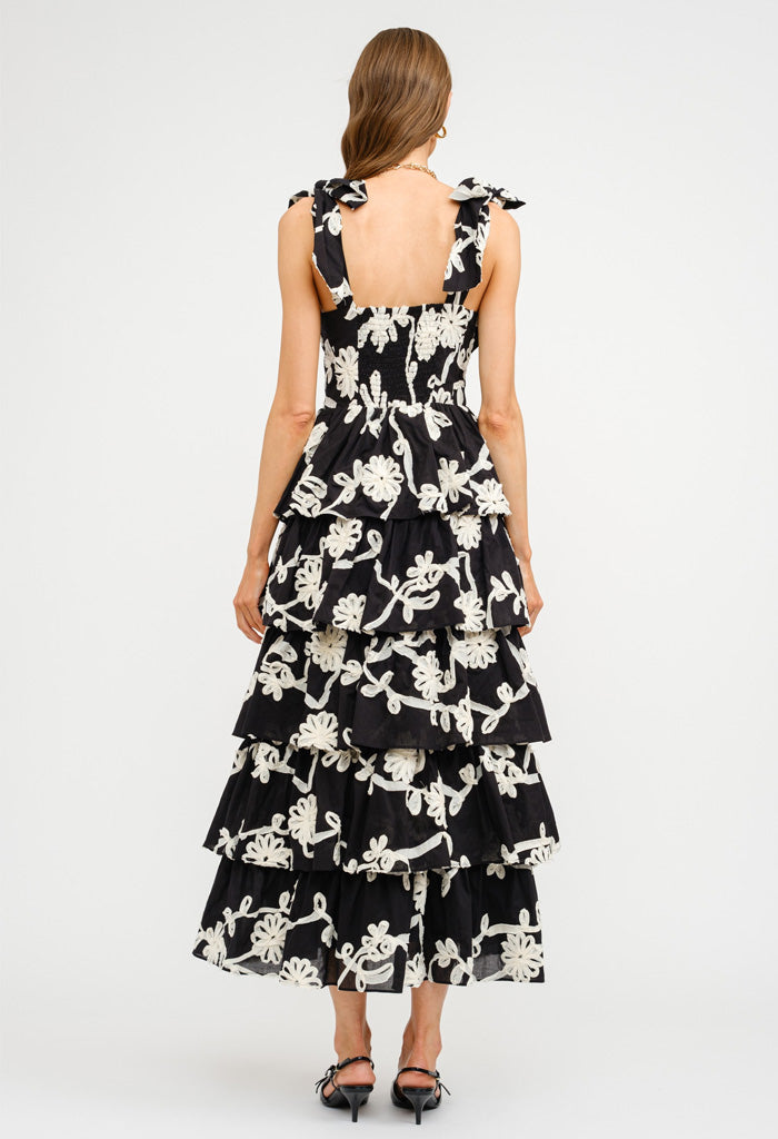 KK Bloom Jacquelyn Midi Dress-Floral Embroidery