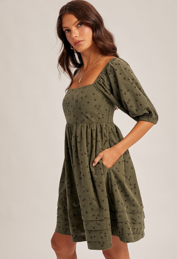 KK Bloom Flora Corduroy Mini Dress