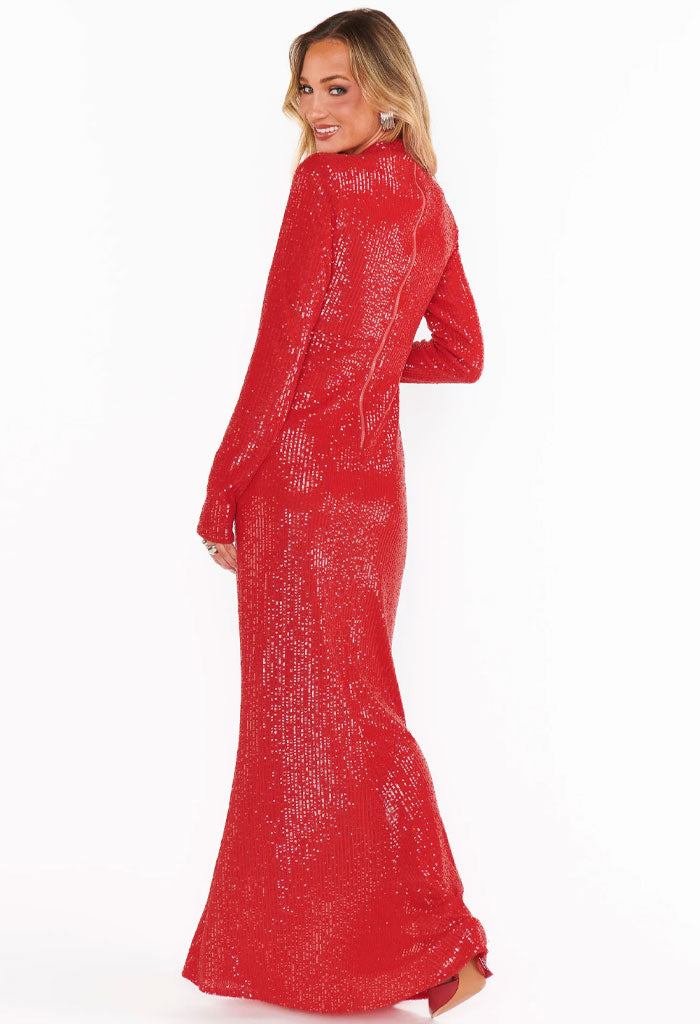 Show Me Your Mumu All Out Maxi Dress-Red Sequin