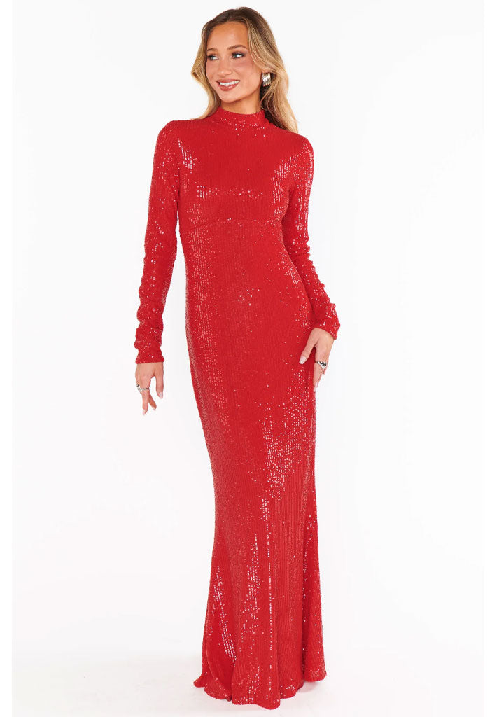 Show Me Your Mumu All Out Maxi Dress-Red Sequin