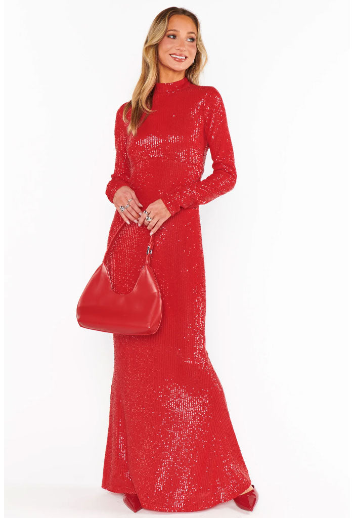 Show Me Your Mumu All Out Maxi Dress-Red Sequin