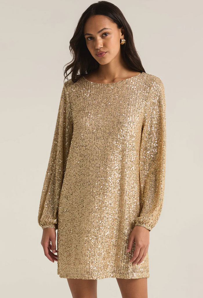 Z Supply Andromeda Sequin Dress-Champagne