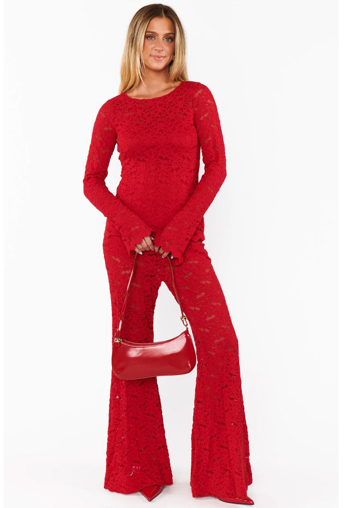 Show Me Your Mumu Bowie Bells-Radiant Red Lace