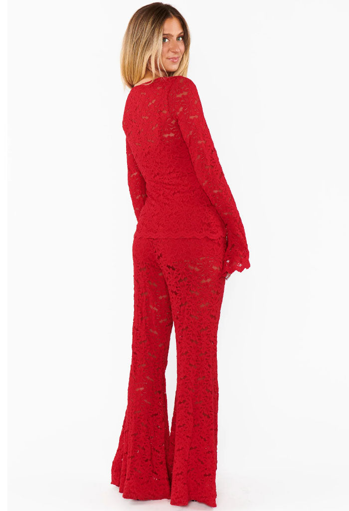 Show Me Your Mumu Bowie Bells-Radiant Red Lace