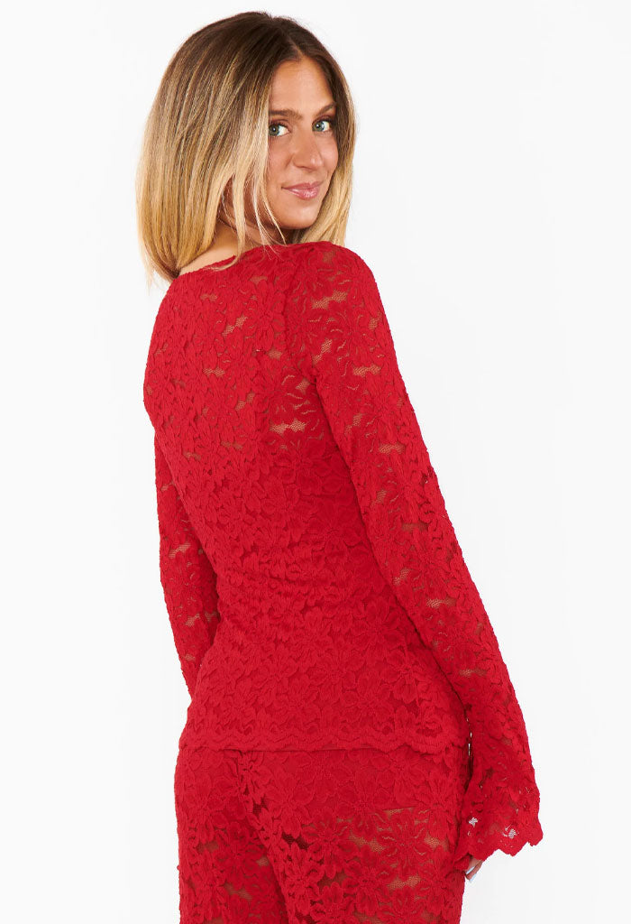 Show Me Your Mumu Bowie Top-Radiant Red Lace