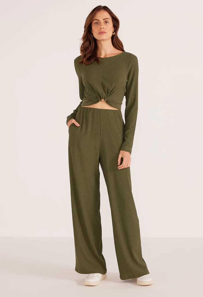 Minkpink Emmerson Wide Leg Pant-Forest Green