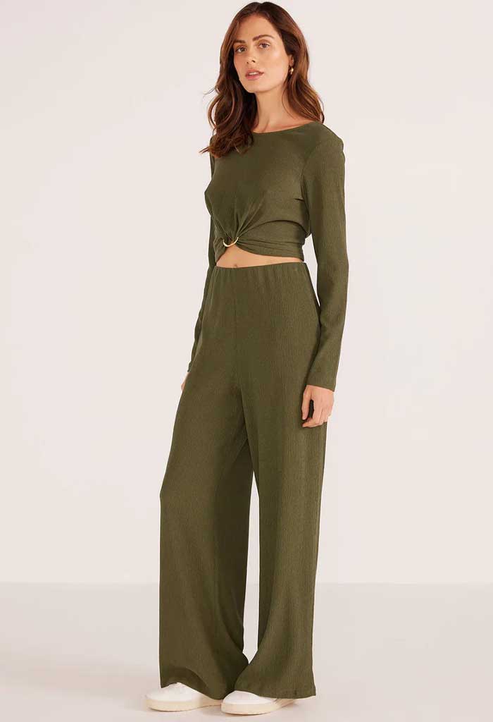 Minkpink Emmerson Wide Leg Pant-Forest Green