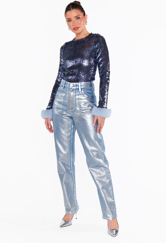 Show Me Your Mumu ICON JEANS - SILVER COATED