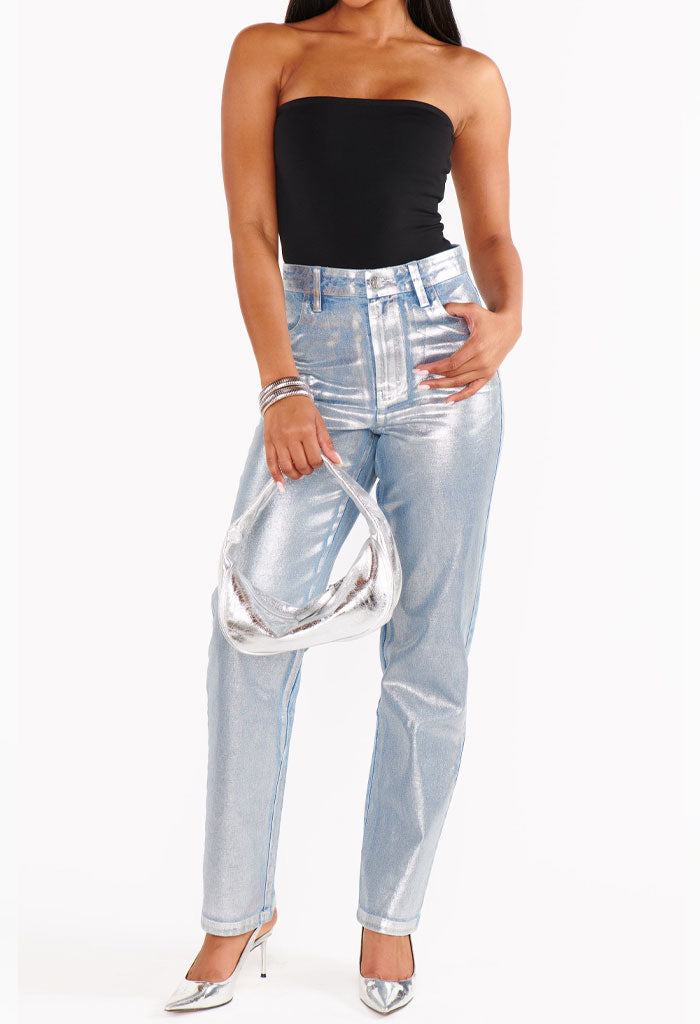 Show Me Your Mumu ICON JEANS - SILVER COATED