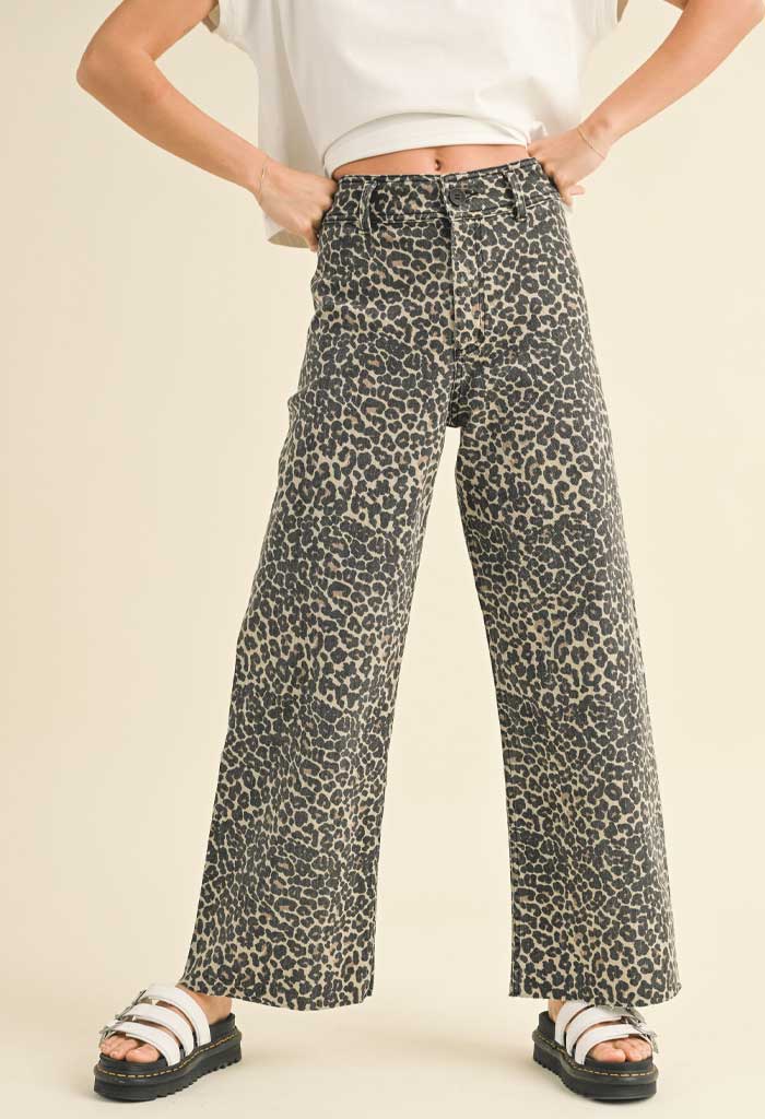 KK Bloom Lola Denim Pants-Leopard