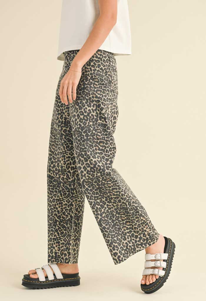 KK Bloom Lola Denim Pants-Leopard