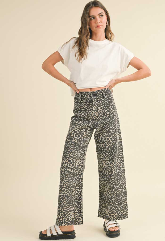 KK Bloom Lola Denim Pants-Leopard