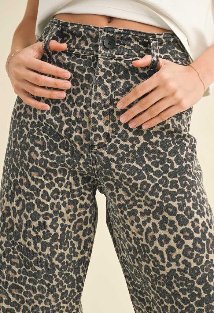 KK Bloom Lola Denim Pants-Leopard