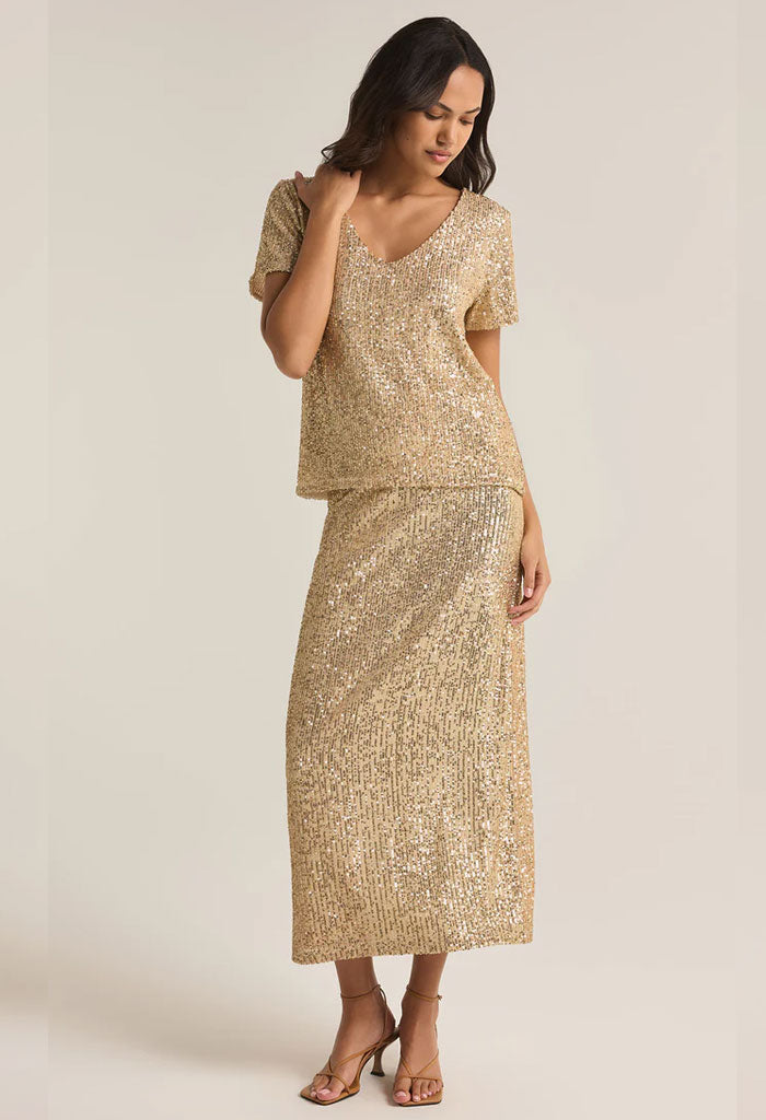 Z Supply Saturn Sequin Skirt-Champagne