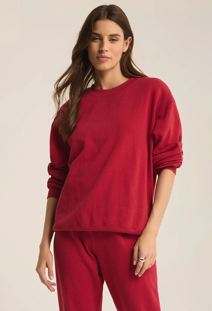 Z Supply Boyfriend Sweatshirt-Haute Red