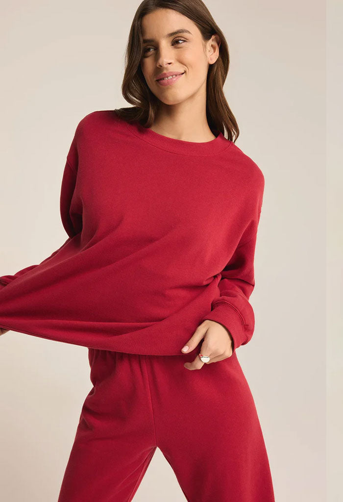 Z Supply Boyfriend Sweatshirt-Haute Red