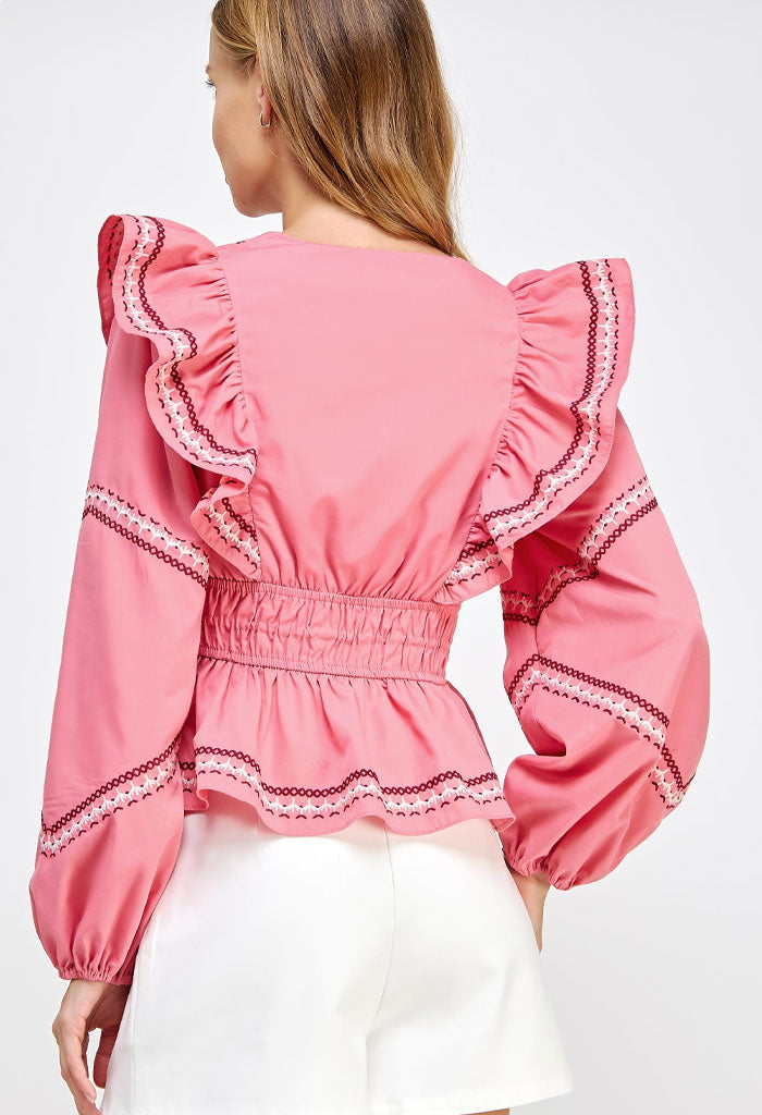 KK Bloom Tea Rose Embroidered Blouse