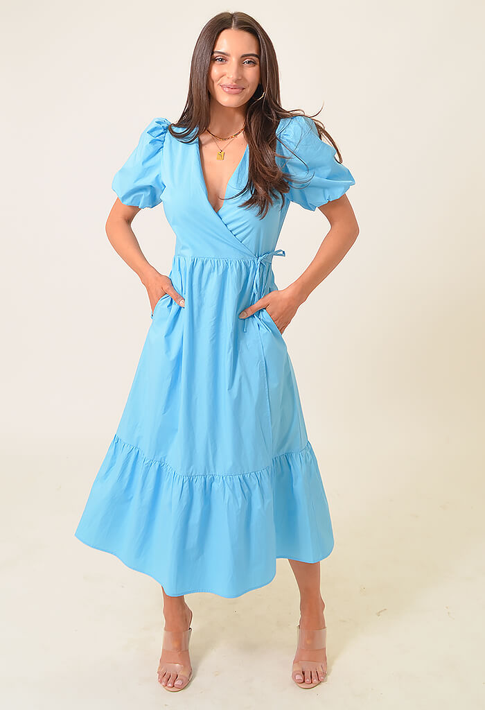 light blue casual dress with sleeves