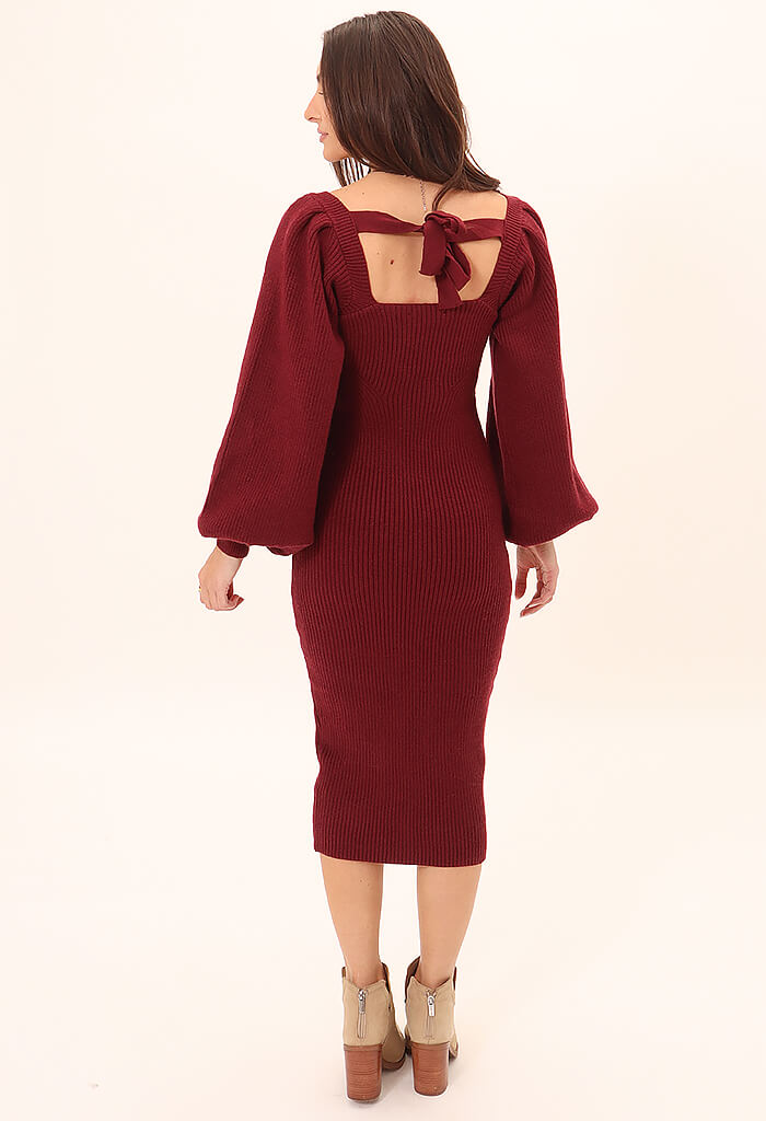 Paige Puff Sleeve Knit Dress - KK Bloom Boutique