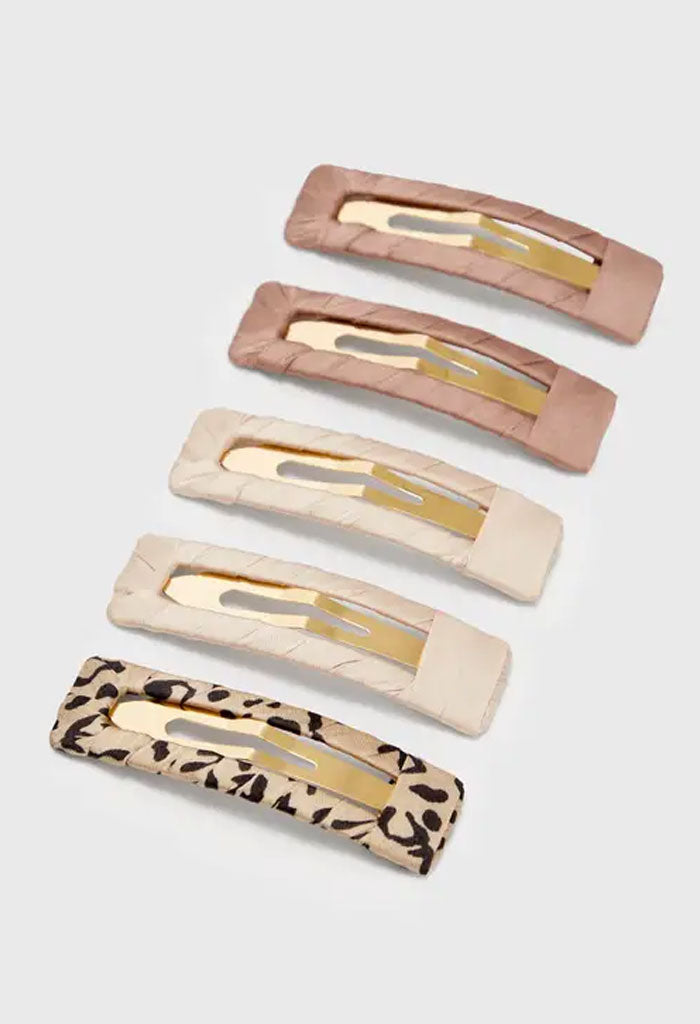 Kitsch Satin Wrapped Snail Clip 5PC-Neutral