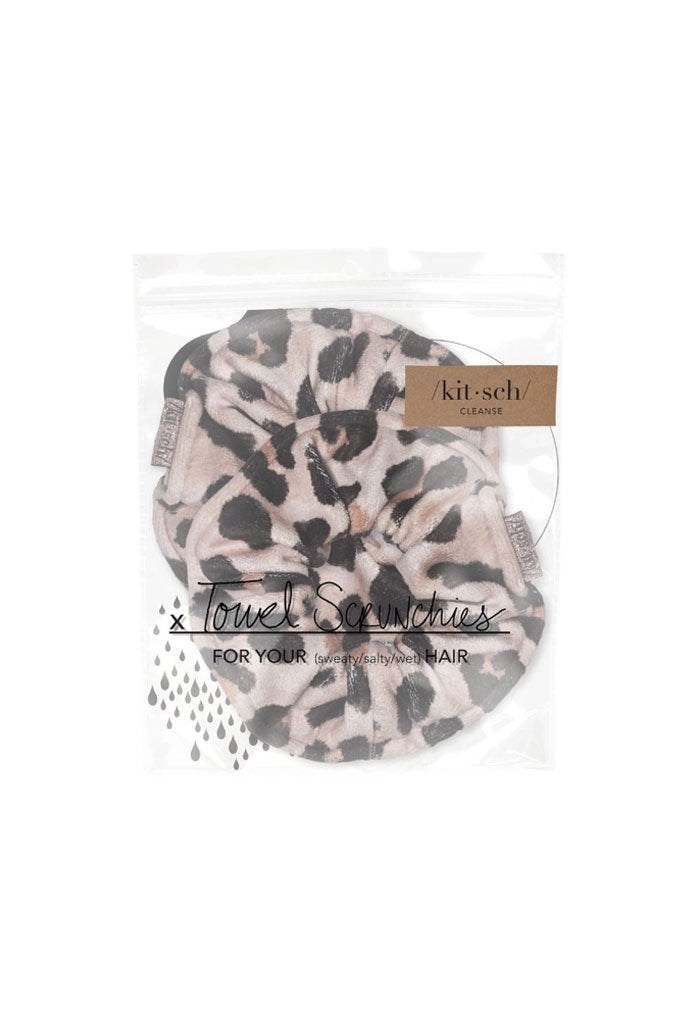 Kitsch Microfiber Towel Scrunchies-Leopard