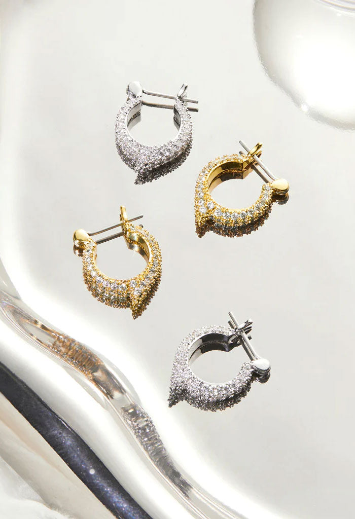 Luv AJ Pave Thorn Huggies-Silver