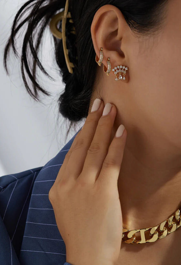 LUV AJ Pave Thorn Huggies-Gold