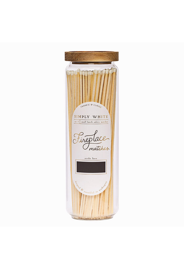 Frankie & Claude Fireplace Match Jar-White