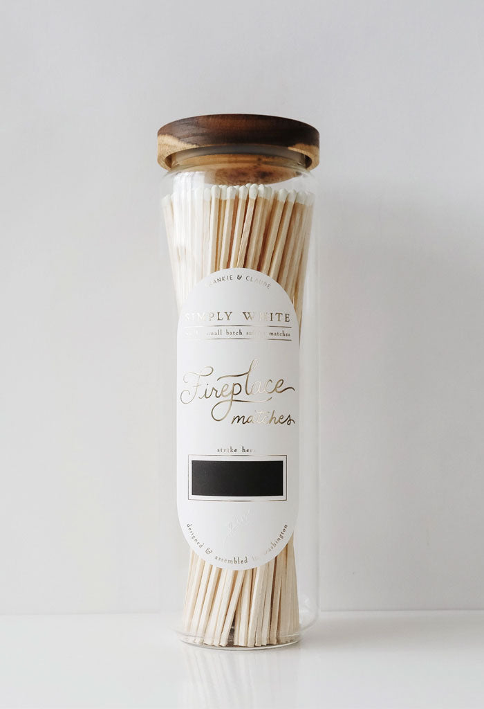 Frankie & Claude Fireplace Match Jar-White