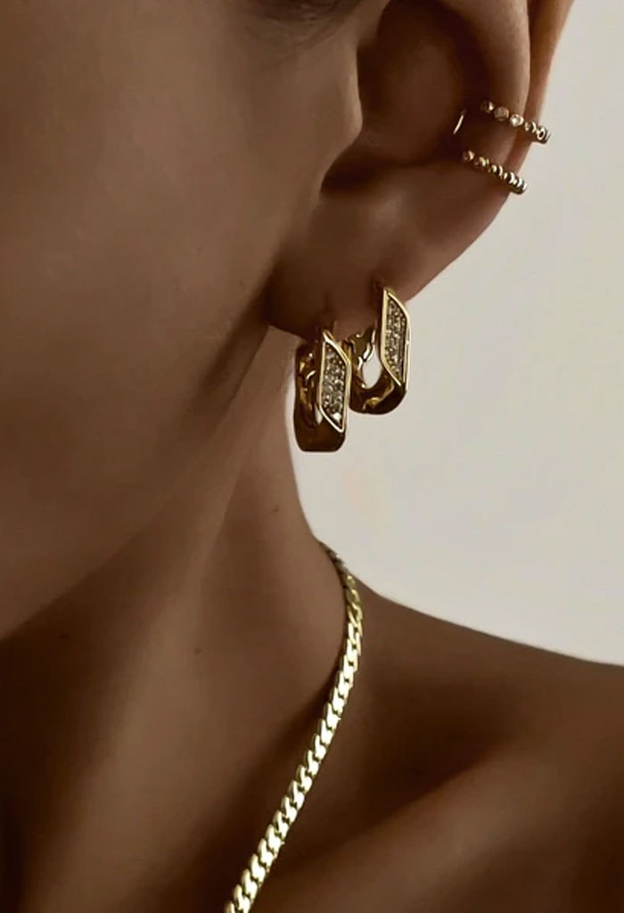 Luv AJ Pave Cuban Link Hoops