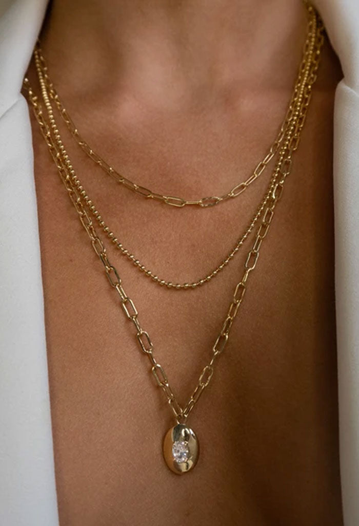 Double Beaded Chain Charm-Silver