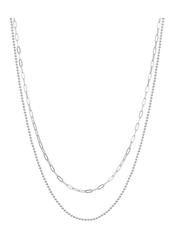 Luv AJ Double Beaded Chain Charm-Silver