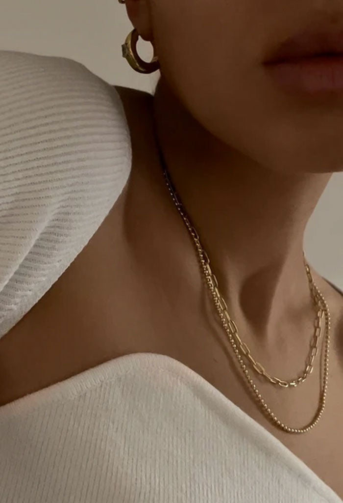 Luv AJ Double Beaded Chain Charm-Silver